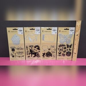 Firefly Stamp And Dies Set Of 4.  Butterfly Jar Unicorn Cupcake (0146)